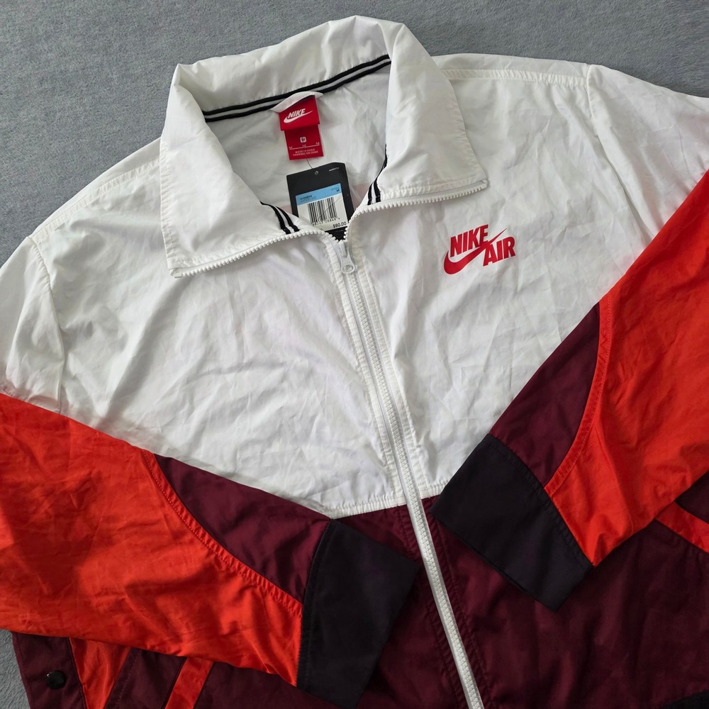 Nike Air Womens Colorblock Windbreaker Jacket White Red AH7630-100 Size Medium